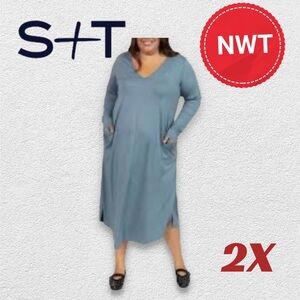 🇨🇦🆕🏷️*NWT* SMASH + TESS | 2X | FRIDAY DRESS in vintage blue